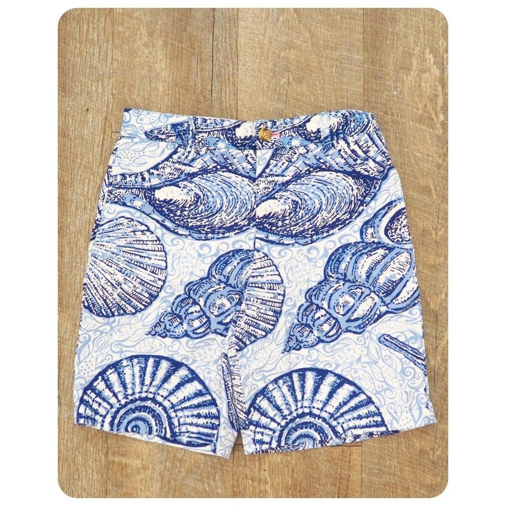Lilly Pulitzer White and Blue Seashell Print Boy's Shorts